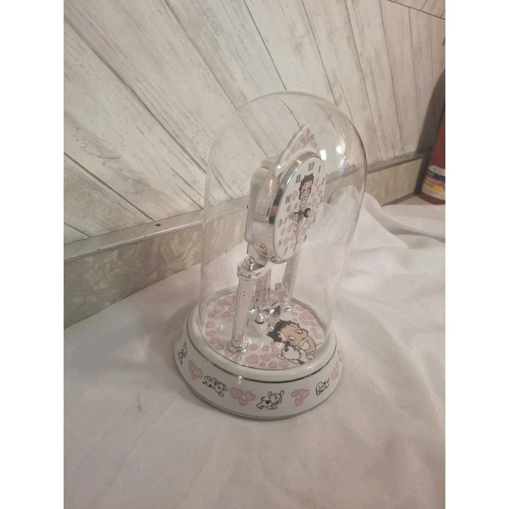 2006 Betty Boop Anniversary Clock In Glass Dome Works MISSING A HAND ON CLOCK